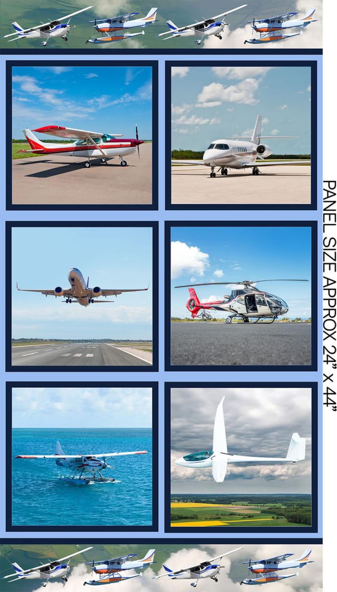 Helicopter Ride Flyer High Flyers Helicopter Glider Plane 4135B Cotton Quilting Fabric 6 ...