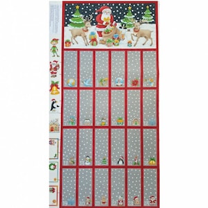 Weihnachtsmann Weihnachtsbäume Rentier Adventskalender Baumwolle Quilten Stoff Panel