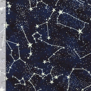 Glow in the Dark Konstellationen Sterne Midnight Cg2750-MIDN Quilting Stoff Baumwolle 1/2 YARD 1/2 YARD