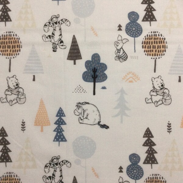 Disney Winnie the Pooh Wonder and Whimsy Forest Friends White Cotton Quilting Fabric 1/2 YARD