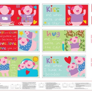 Huggable and Loveable Hugs and Kisses 3373PS-01 Cotton Quilting Fabric Book Panel