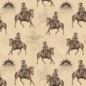 Honor the Light Horse Brigade Imperial Force beige quiltkatoen 1/2 YARD