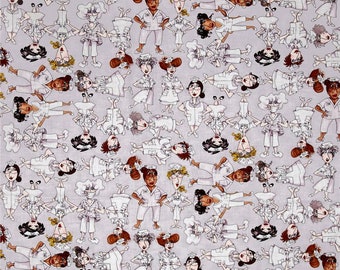 Loralie Nifty Nurses Grey Tossed  Cotton Quilting Fabric 1/2 YARD
