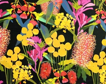Australian Native Flowers Mixture Robyn Hammond Cotton Quilting Fabric 1/2 YARD