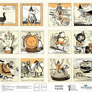 Goosetales Nursery Rhymes Cotton Quilting Fabric Book Panel
