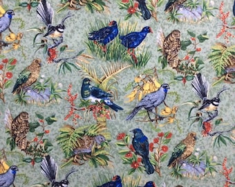 Chatter Birds Kiwi New Zealand Cotton Quilting Fabric 1/2 YARD