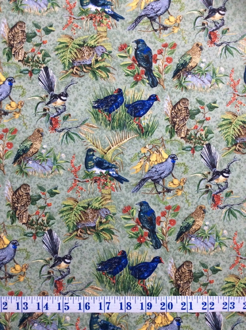 Chatter Birds Kiwi New Zealand Cotton Quilting Fabric 1/2 YARD Etsy