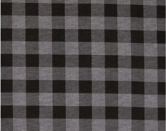 Buffalo Plaid Thin Flannel Black Cotton Quilting Fabric 1/2 Yard