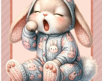Bed Buds Sleepy Bunny DV6608 Cotton Quilting Fabric Panel