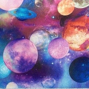 Interstellar Planets Multi Outer Space Cotton Quilting Fabric 1/2 YARD