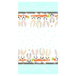 Susybee Harold der Hase Doppelbordüre Weiß Baumwolle Quilting Stoff 1/2 METER