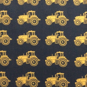 Australian Farmers Fighting Spirit Tractors Black Cotton Quilting Fabric 1/2 YARD