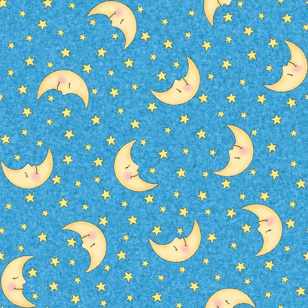 Sweet Dreams Bazooples Nursery Moon and Stars Cotton Quilting Fabric 1/2 YARD