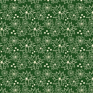 Aussie Gold Weihnachten Poinsettia Blumen Grün Baumwolle Quilting Stoff 1/2 Yard