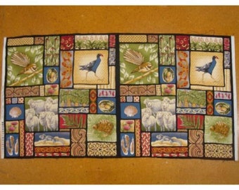 New Zealand Kiwi Animal Sheep and Floral Cotton Quilting Fabric Panel