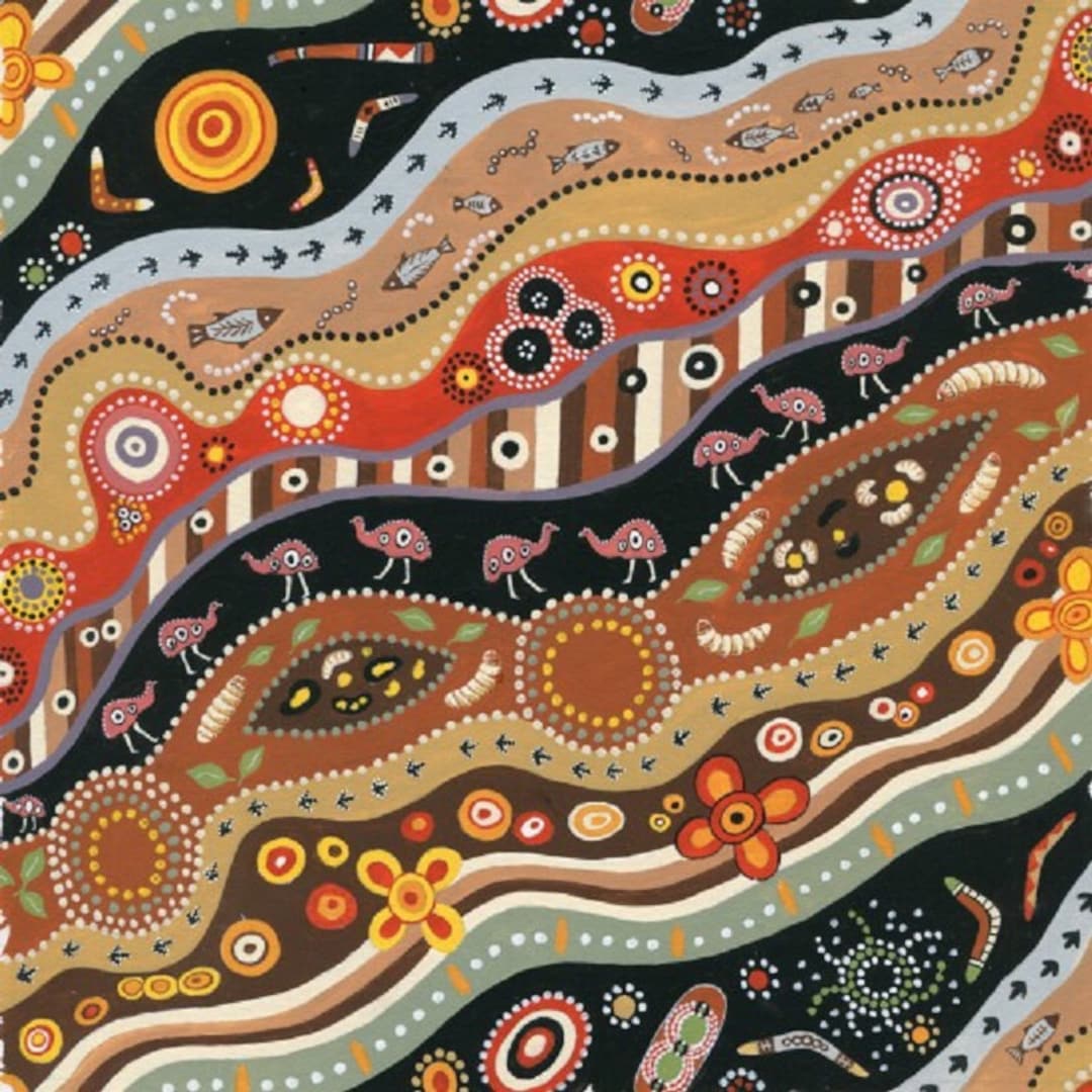 Aboriginal Art Inspired Australian Indigenous Mallawa Stripe photo pic