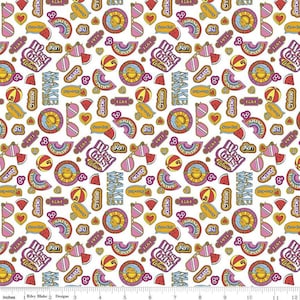 Malibu Barbie Icons White C11724-WHITE Cotton Quilting Fabric 1/2 YARD