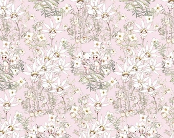 Tela de algodón para patchwork May Gibbs Pastel Flowers Pink MG1020, 1/2 yarda