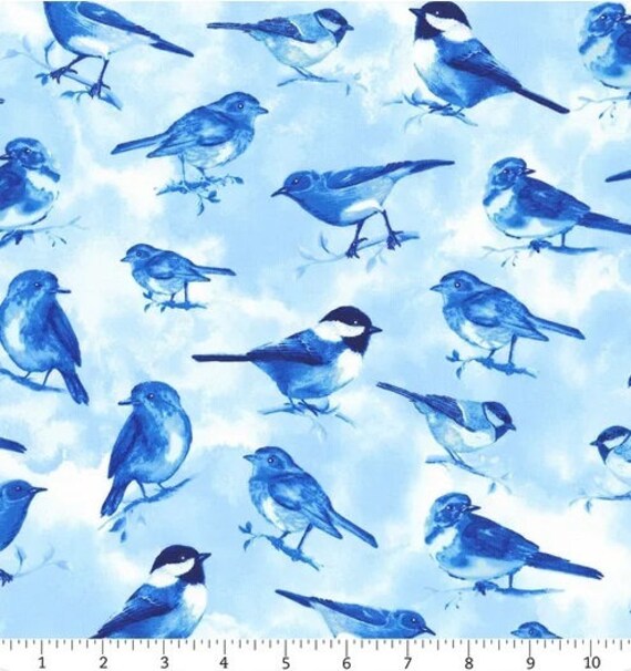Bluebird Sky and Birds Blue C8453sky Cotton Quilting Fabric Etsy