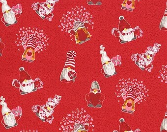 Gnomes In Love Gnomes Toss C11311r-red algodón acolchado tela 1/2 yarda