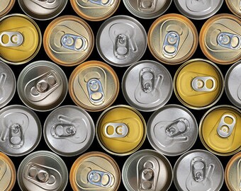 Ale House Beer Cans Tabs Up Tela de algodón acolchado 1/2 YARD