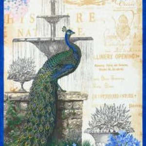Peacock Palais Jardin Złote Metaliczne Podświetlenia Bawełniana Tkanina Pikowana Panel
