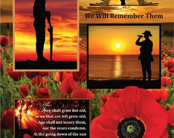 Panel de tela acolchada de algodón &quot;Anzac We Will Remember Them&quot;