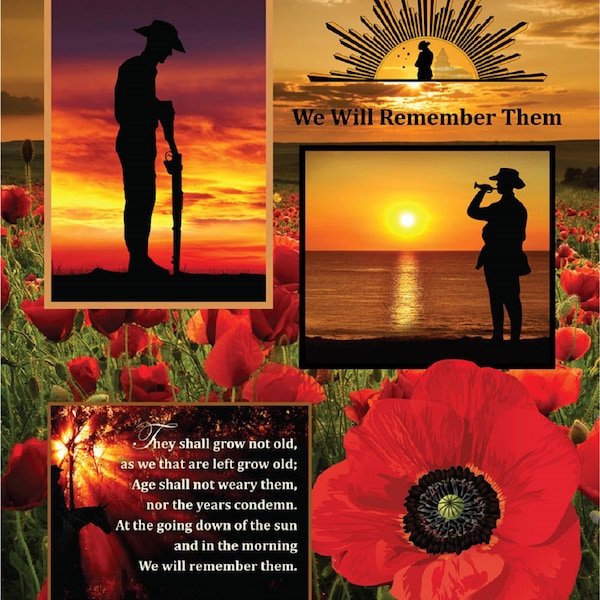 Anzac We Will Remember Them Cotton Quilting Fabric Panel