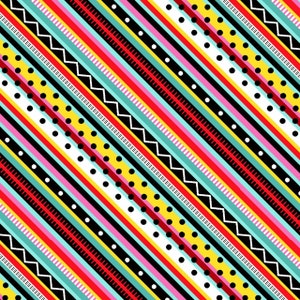 Roamin&#39; Holiday Diagonal Stripe Multi Cotton Quilting Fabric 1/2 YARD