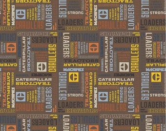 Vintage Caterpillar Text Brown C13842R-BROWN Cotton Quilting Fabric 1/2 YARD
