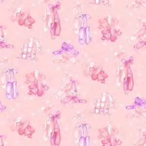 Prima Ballerina Pink Slippers Toss 2749-22 Cotton Quilting Fabric 1/2 YARD