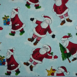 Holly Jolly Christmas Santa Ice Hintergrund Baumwolle Quilting Stoff 1/2 METER