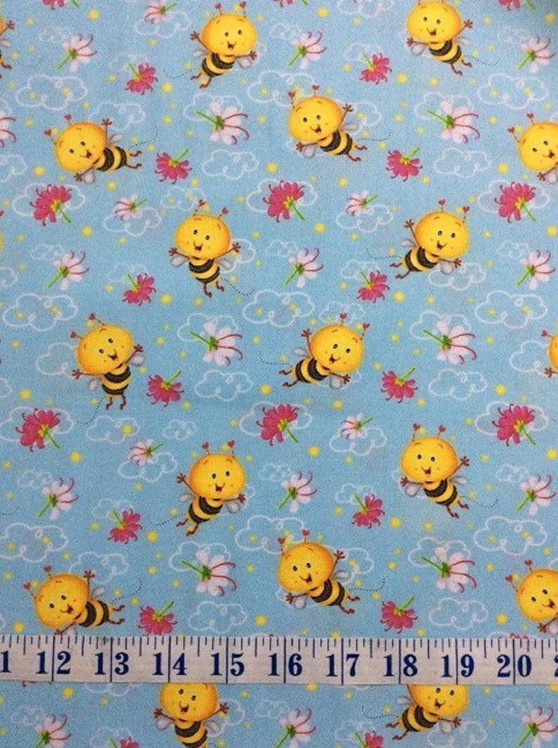 Busy Bees Allover Bees Blue Cotton Quilting Fabric 1/2 YARD Etsy