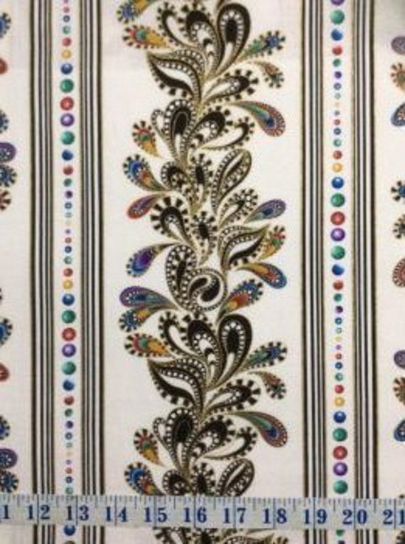 Panel De Tissu Cat I Tude - Or Métallique Et Blanc - Marque Benartex, Design Ann Lauer - Neuf