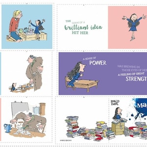 Matilda Roald Dahl Cotton Quilting Fabric Book Panel
