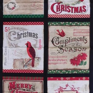 Painel de tecido acolchoado de algodão para cartão postal de Natal Santa Cardinals