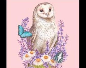 Australian Birds Magpie Owl Kookaburra Kayla Reay DV6456 Cotton Quilting Fabric Panel