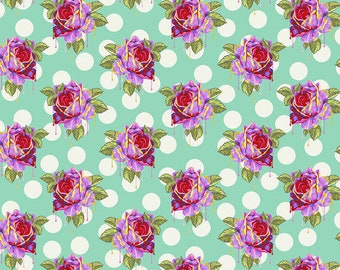 Tela acolchada de algodón rosa Wonder Tula de rosas pintadas cada vez más curiosas, 1/2 yarda