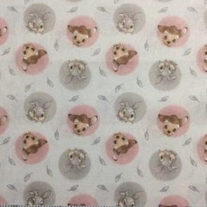 Disney Bambi Baby and Thumper Badges Multi Cotton Quilting Fabric 1/2 YARD