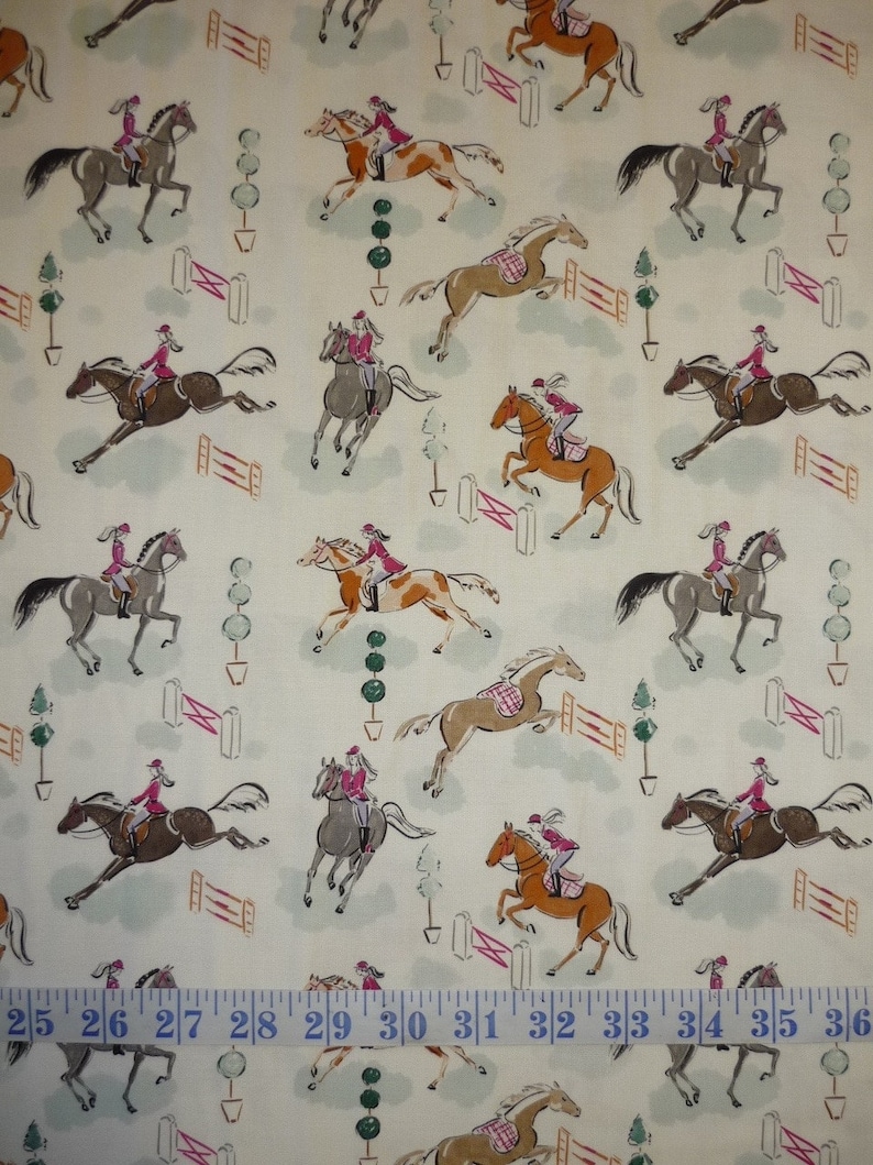 Best in Show Gymkhana Horses Cotton Quilting Fabric 12 YARD