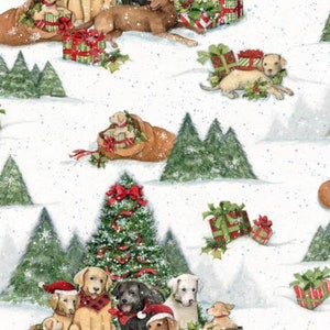 Christmas Dogs 77735G550715 Cotton Quilting Fabric 1/2 YARD