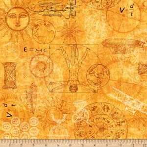 Space Time Marigold Intergalactic Quilting Treasures Cotton Quilting Fabric 1/2 YARD