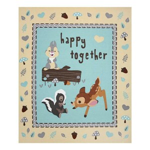 Disney Bambi Happy Together Tan Cotton Quilting Fabric Panel