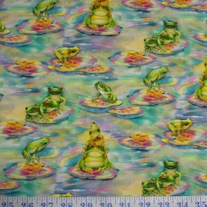 Wild Magic Frogs Cotton Quilting Fabric 1/2 YARD