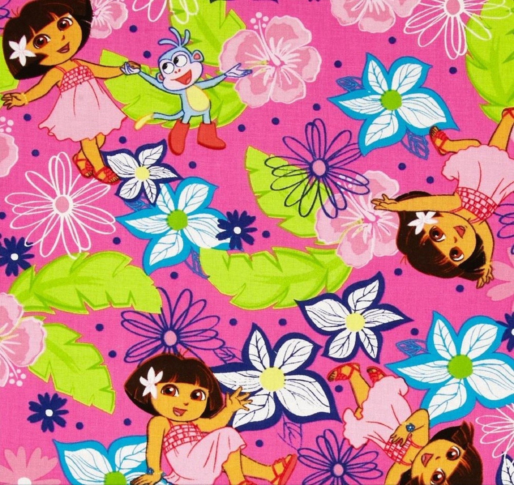 Dora A Day at the Beach Hawaiian Dora Cotton Quilting Fabric 1/2
