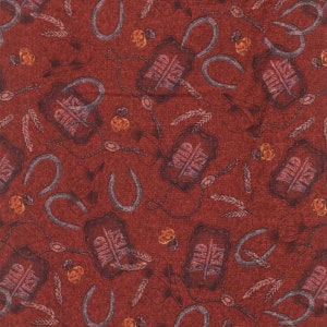 Sunset Rodeo Monotone Western Motifs Red 9154 88 Cotton Quilting Fabric 1/2 YARD