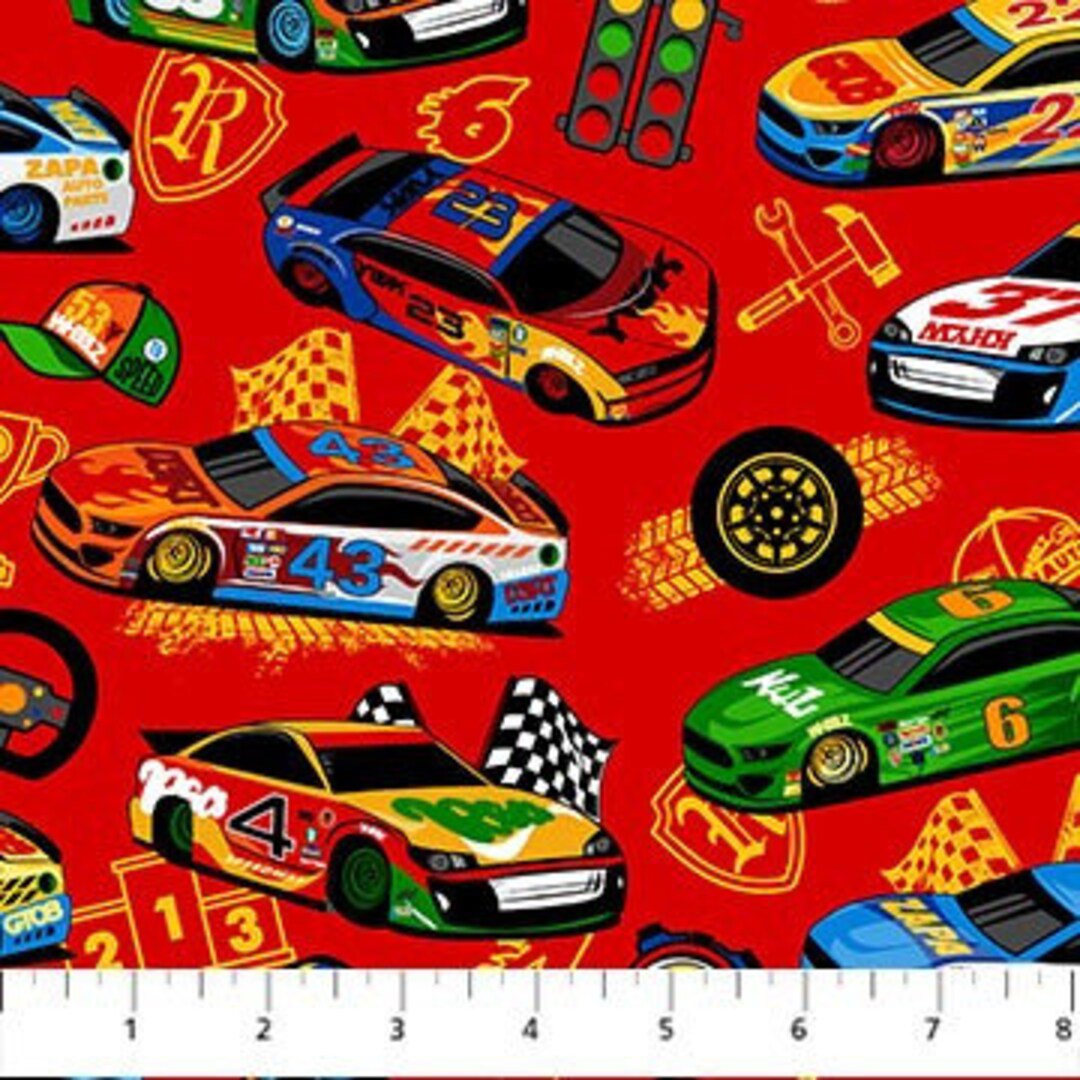 Racing Cars Turbo Speed Racing Cars Large Red Multi 25108-24 Cotton ...