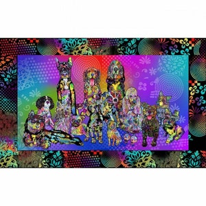 Dog Days Dogs Cotton Quilting Fabric Panel