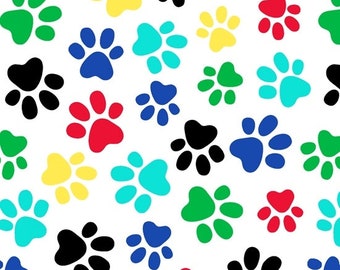 Cats Paws Multi White 108 inch Backing 52476-2 Cotton Quilting Fabric 1/2 YARD