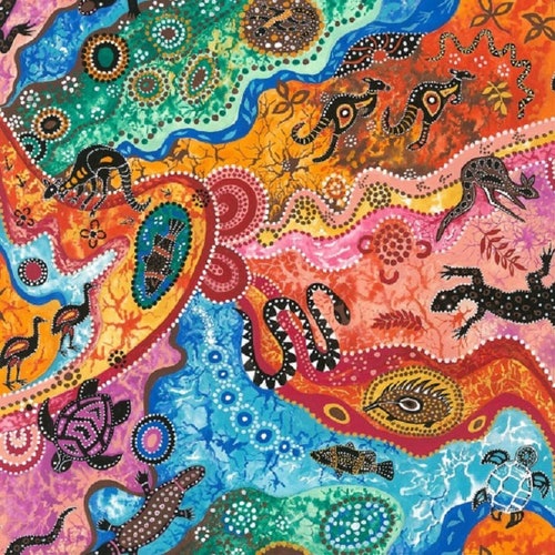 Aboriginal Australian Art Inspired Namoo Cotton Quilting Etsy